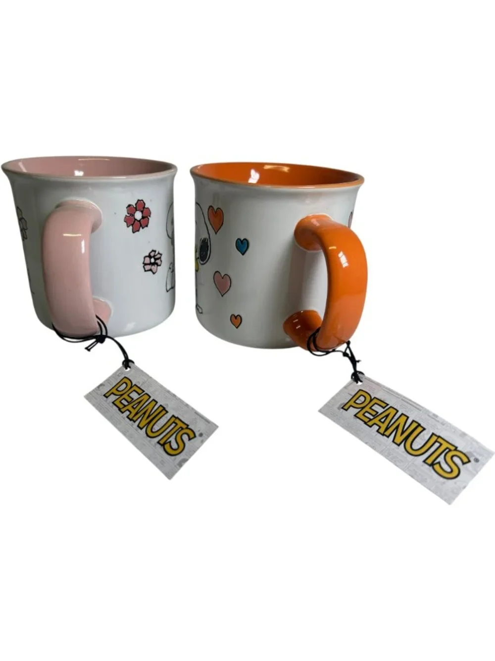 Peanuts Snoopy Woodstock Mug Set Gibson Homewares Hearts Flowers ceramic 21oz